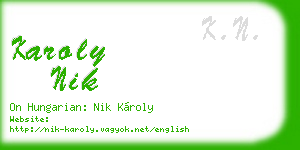 karoly nik business card